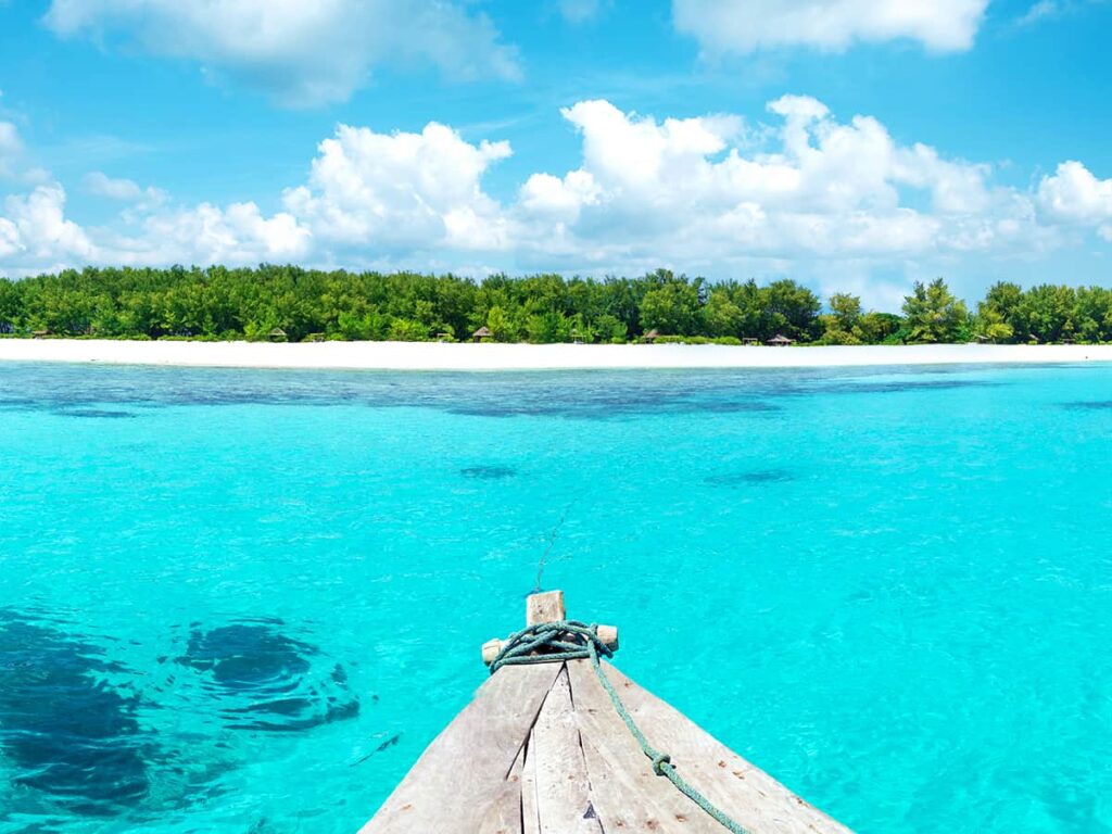 mnemba island view from a boat