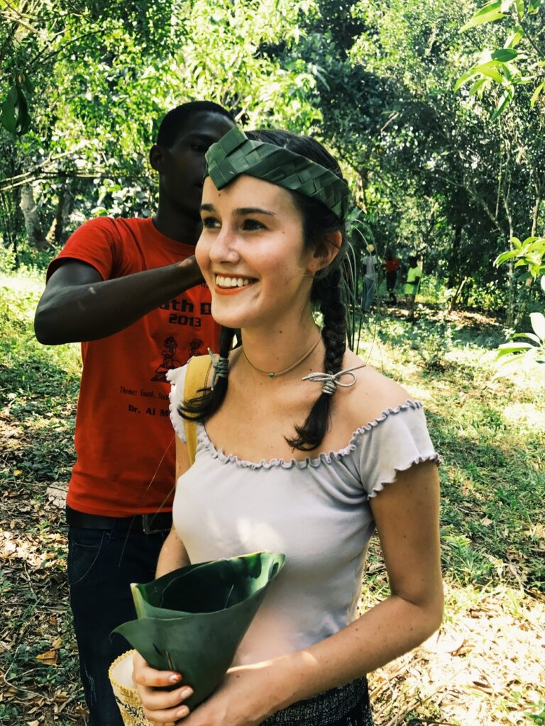a girl crowned with an organically braided crown